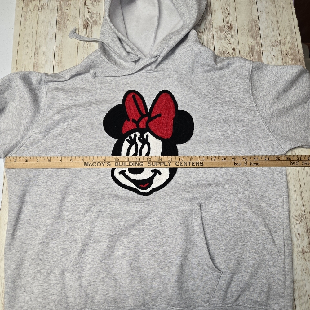 Disney Minnie Mouse Hoodie XXL Gray Embroidered Applique EUC - Picture 4 of 13